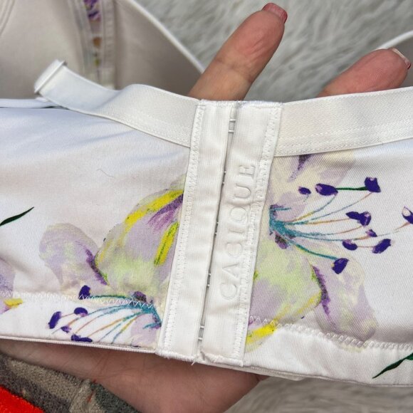 Cacique Smooth Balconette Bra Underwire White Tropical Floral Spring Blossom 50D - Picture 4 of 9